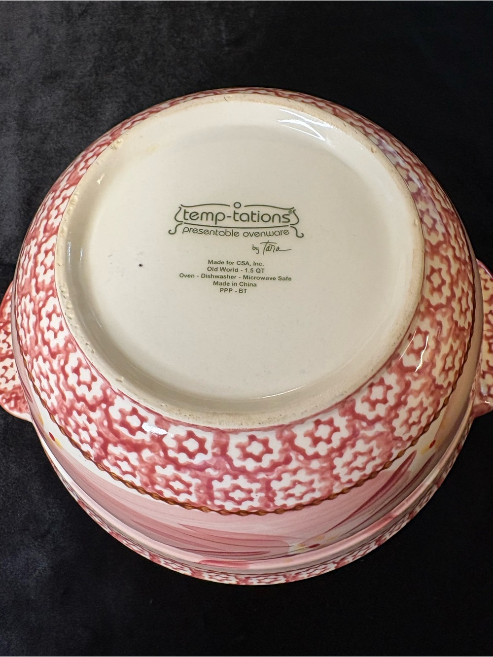 Temp- Tations Old World Cranberry Handled Round Serving Bowl - Picture 6 of 6